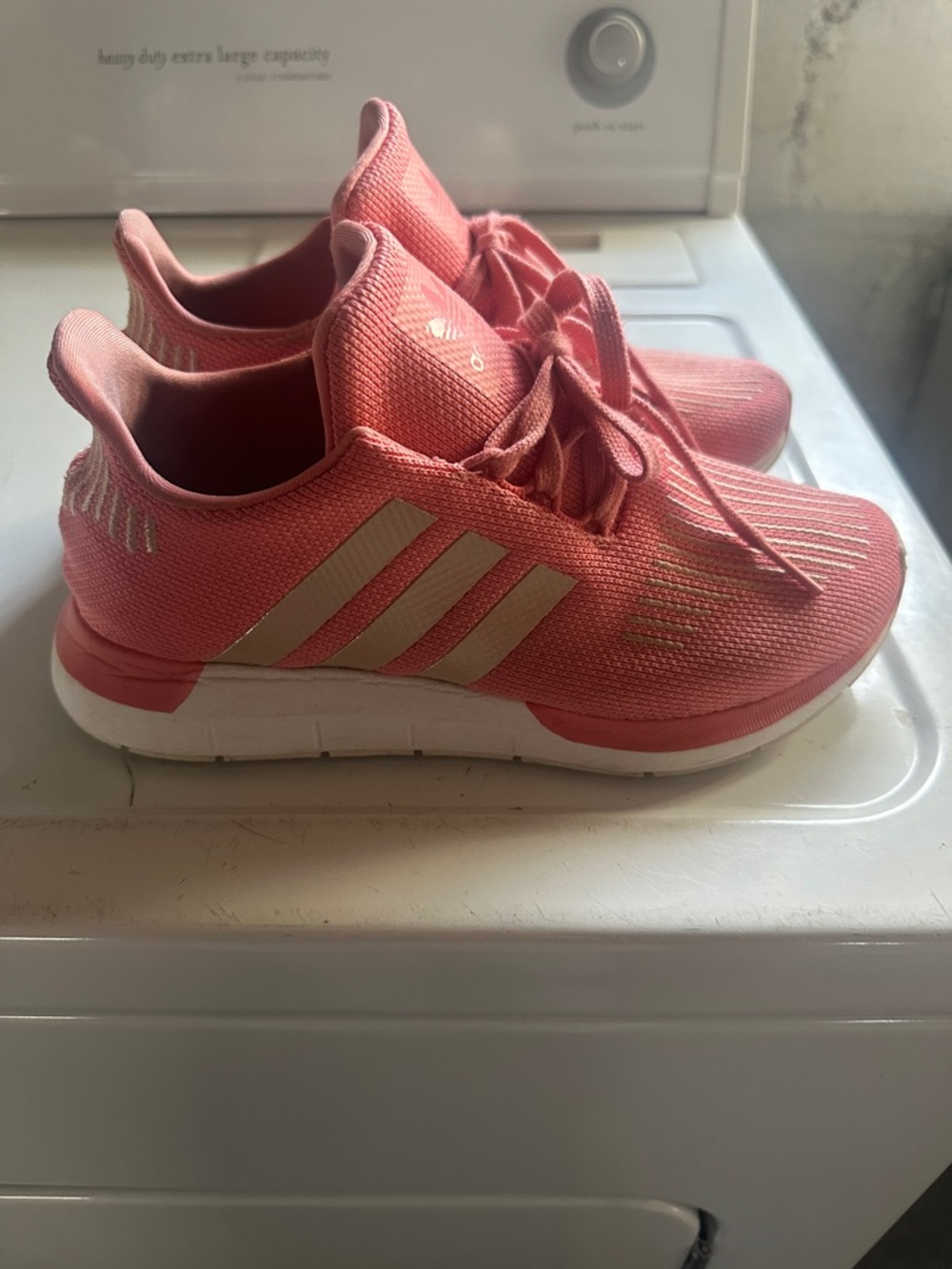 adidas Coral Pink Knit Running Shoes with White Midsole